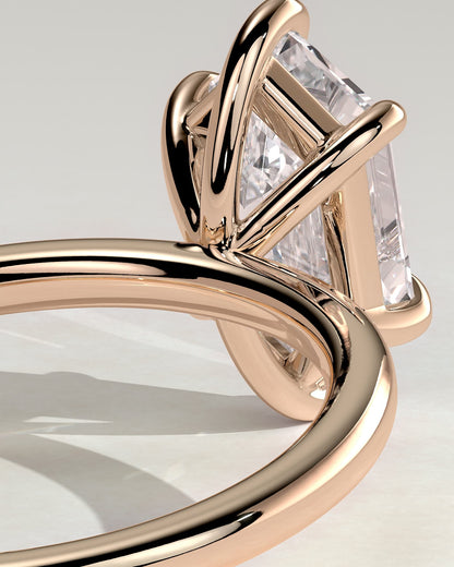 Cynthia - Classic Elongated Hexagon Claw Solitaire Engagement Ring - Rose Gold