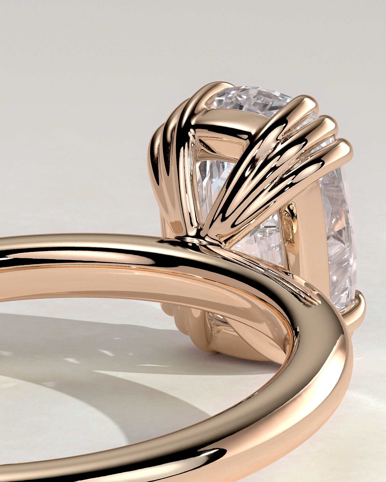 Helena - Elongated Cushion Triple Claw Solitaire Engagement Ring - Rose Gold - Rose Gold 2ct