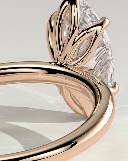 Eve - Marquise Claw Solitaire with Petal Gallery Engagement Ring - Rose Gold