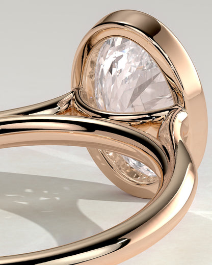 Daphne - Oval Bezel Solitaire with Cathedral High Setting Engagement Ring - Rose Gold