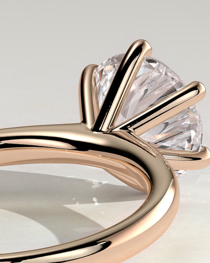 Daniela - Round Claw Solitaire with Solid Cathedral High Setting Engagement Ring - Rose Gold