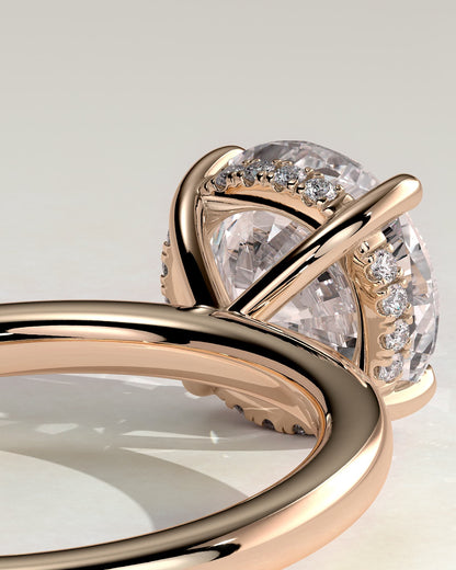 Bindi - Round Claw Solitaire with Hidden Halo Engagement Ring - Rose Gold