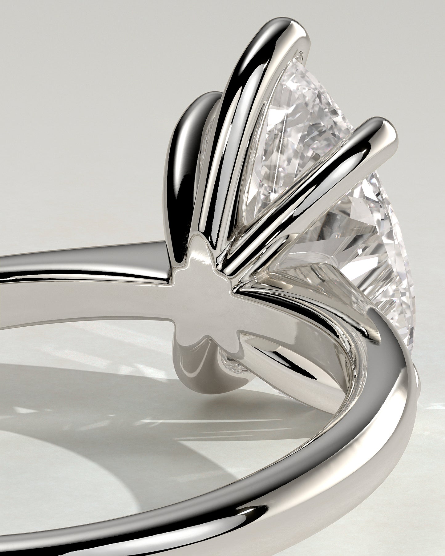 Aspen - Pear Claw Solitaire with Pinched Tapered Band and Cathedral Low Setting Engagement Ring - Platinum - White Gold / Platinum 2ct