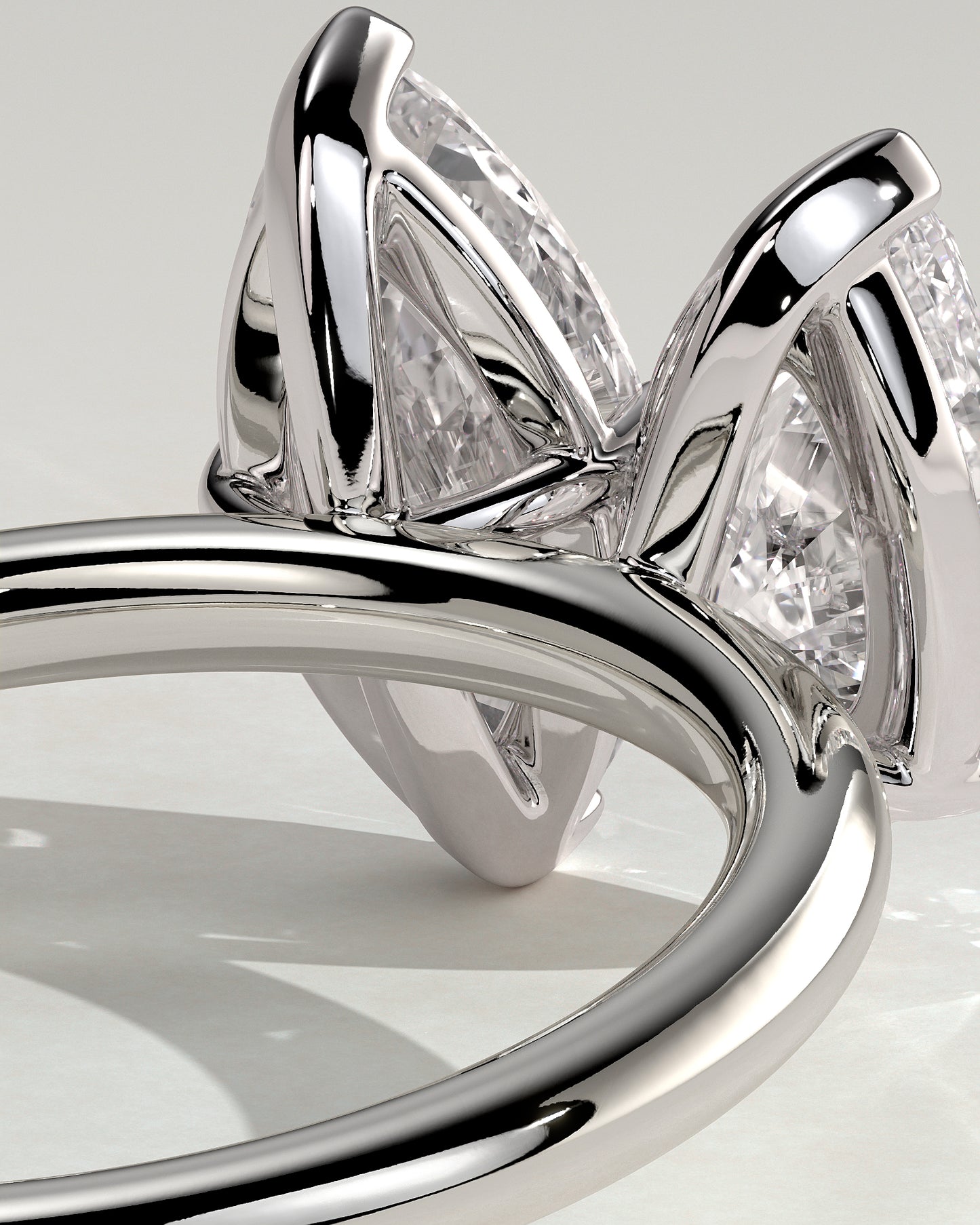 Dolly - Pear and Marquise Claw Toi et Moi Engagement Ring - Platinum - White Gold / Platinum 2ct