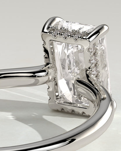 Adina - Radiant Claw Solitaire with Hidden Halo and Floating Cathedral Low Setting Engagement Ring - Platinum - platinum - Lara Jewels