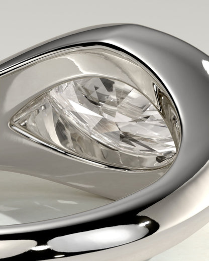 Angie - Statement Marquise East West Bezel Solitaire with Signet Band Engagement Ring - White Gold - white gold - Lara Jewels