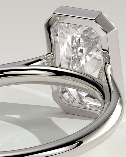 Rachel - Statement Radiant Bezel Solitaire with Open Cathedral High Setting Engagement Ring - Platinum