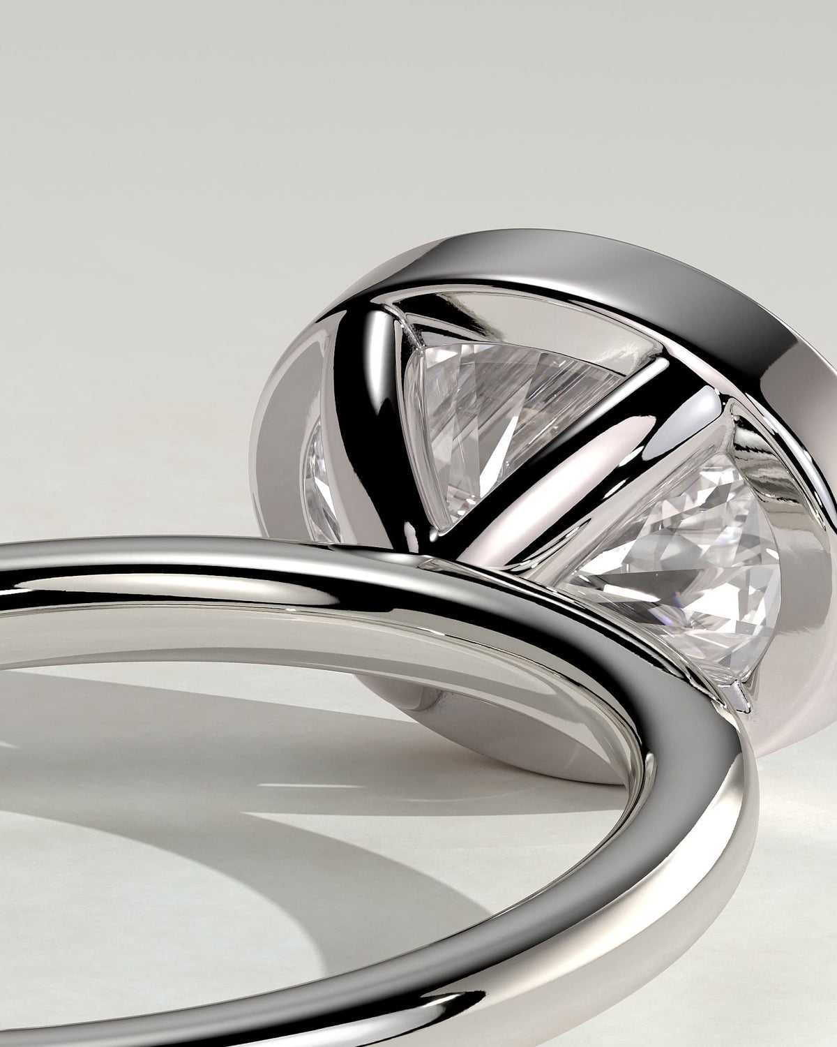 Erin - Oval East West Bezel Solitaire  Engagement Ring - White Gold
