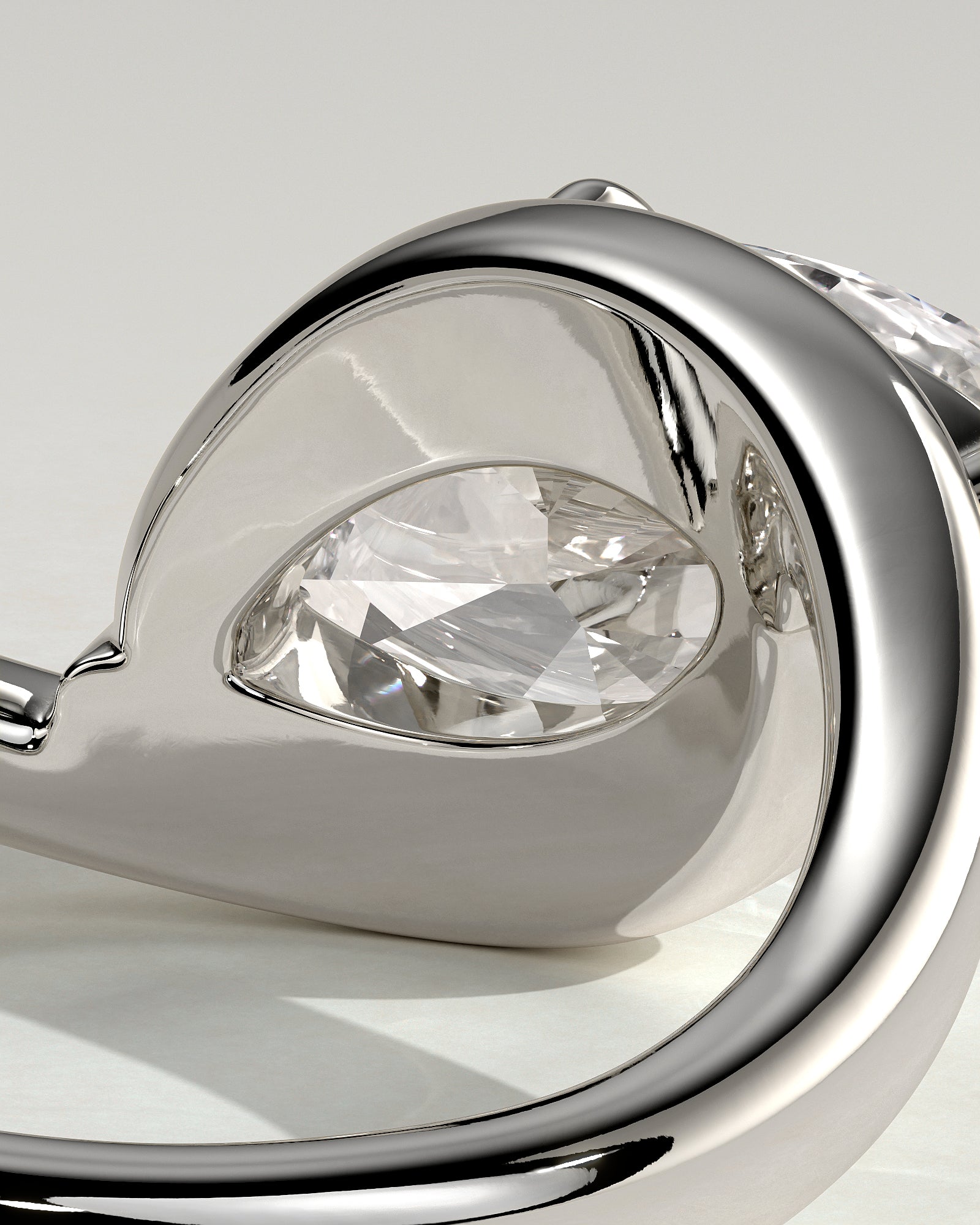 Beverly - Marquise East West Claw Solitaire with Bypass Band  Engagement Ring - Platinum - White Gold / Platinum 2ct