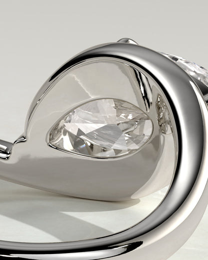 Beverly - Marquise East West Claw Solitaire with Bypass Band  Engagement Ring - Platinum