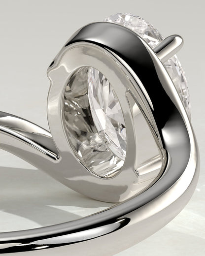 Kala - Oval Claw Solitaire with Bypass Band Engagement Ring - Platinum