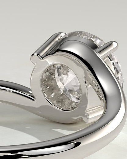 Kimia - Round Claw Solitaire with Bypass Band Engagement Ring - Platinum
