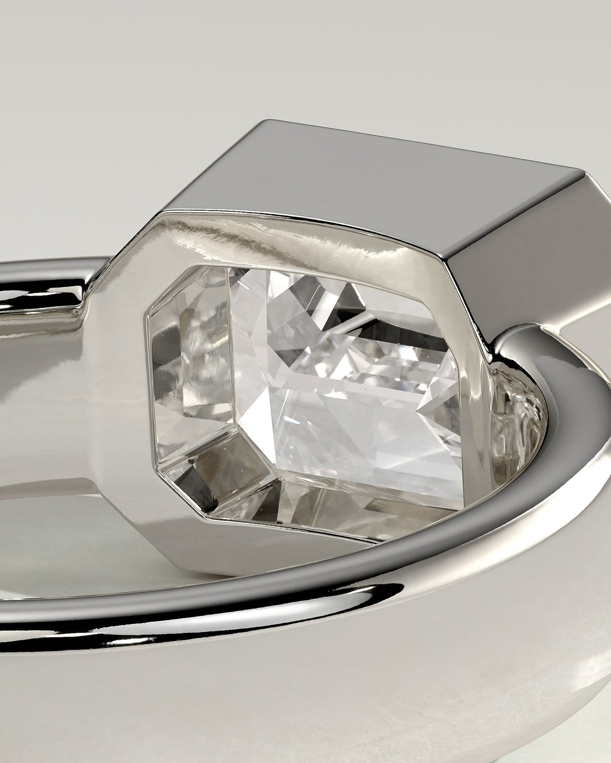 Adrian - Statement Emerald East West Bezel Solitaire with Flat Cigar Band Engagement Ring - White Gold - white gold - Lara Jewels