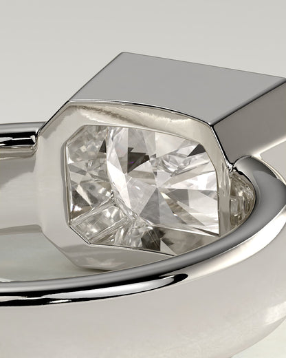 Frankie - Statement Radiant East West Bezel Solitaire with Flat Cigar Band Engagement Ring - Platinum