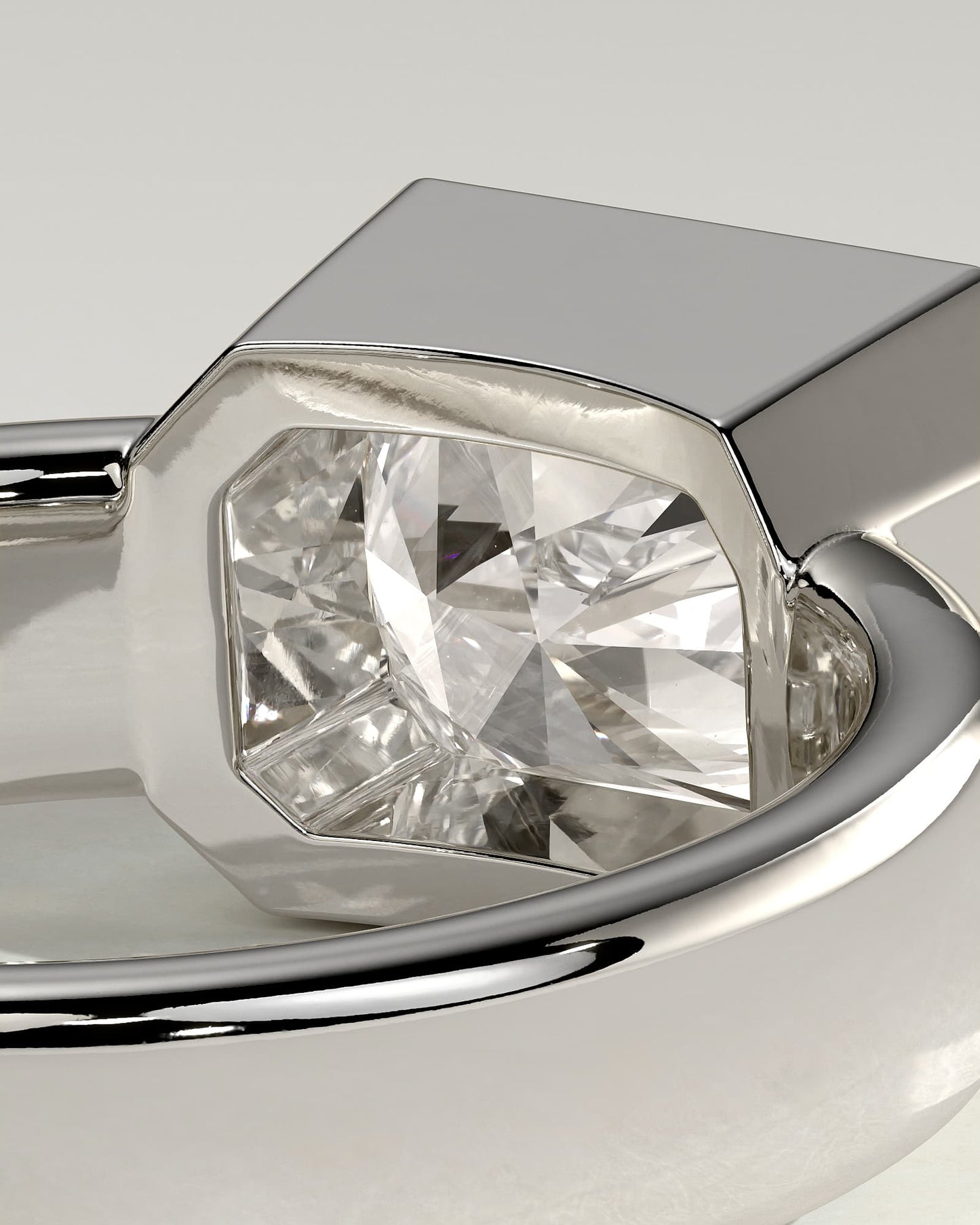 Frankie - Statement Radiant East West Bezel Solitaire with Flat Cigar Band Engagement Ring - White Gold