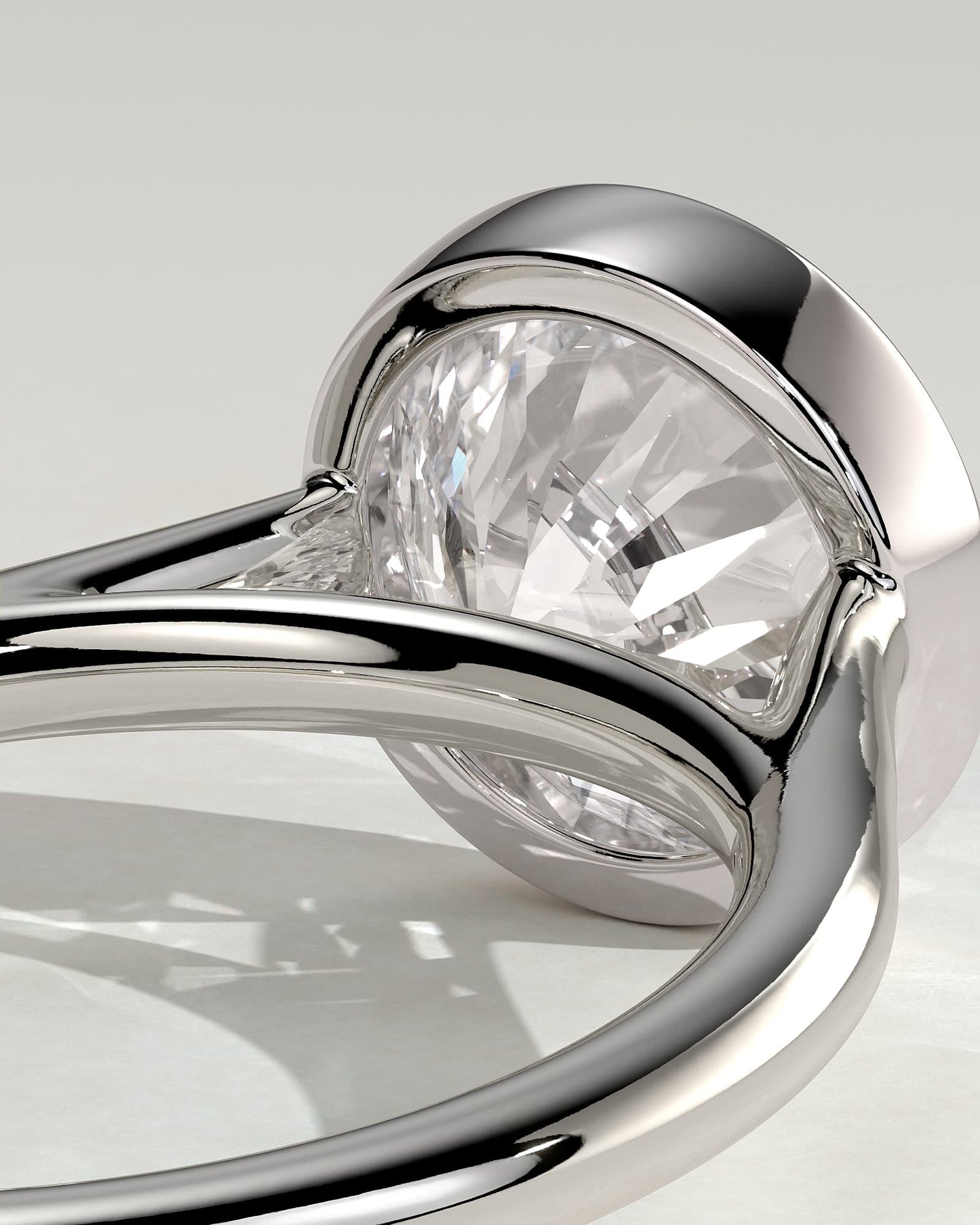 Kaylah - Statement Round Bezel Solitaire with Open Cathedral High Setting Engagement Ring - Platinum