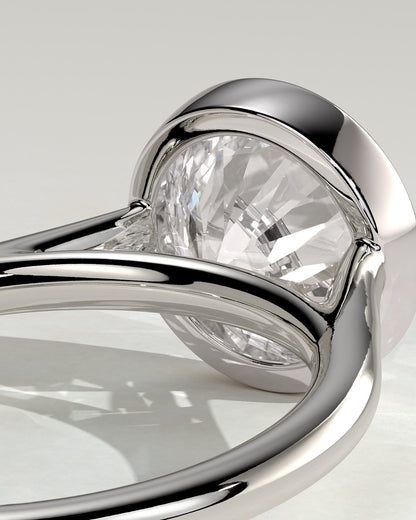 Kaylah - Statement Round Bezel Solitaire with Open Cathedral High Setting Engagement Ring - Platinum