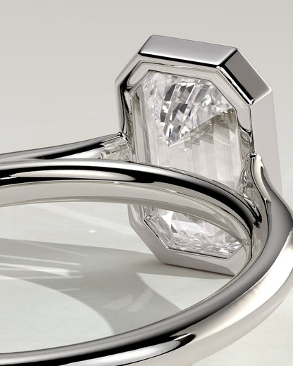 Journee - Statement Emerald Bezel Solitaire with Open Cathedral High Setting Engagement Ring - White Gold