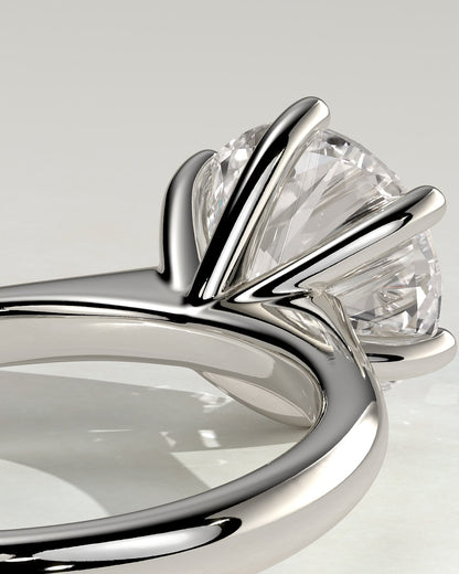 Jacqueline - Round Claw Solitaire with Solid Cathedral Low Setting Engagement Ring - White Gold
