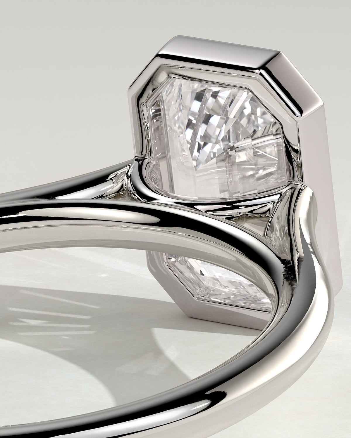 Imani - Emerald Bezel Solitaire with Cathedral High Setting Engagement Ring - White Gold