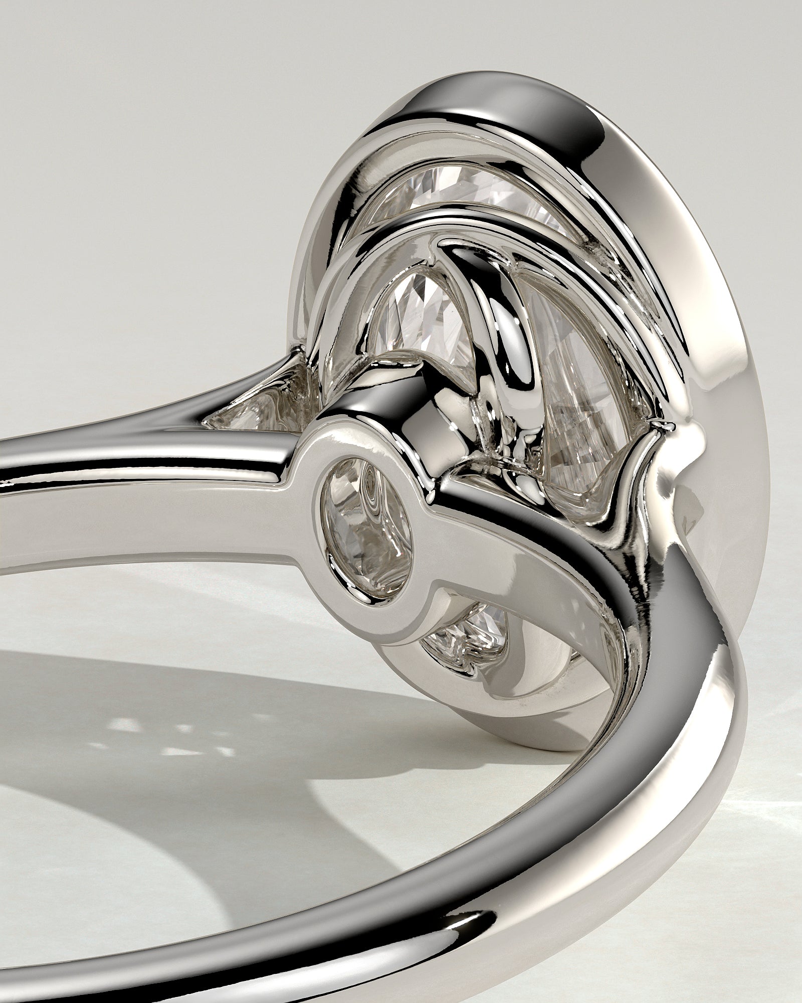 Gemma - Oval Bezel Solitaire with Twisted Gallery Engagement Ring - Platinum - White Gold / Platinum 2ct