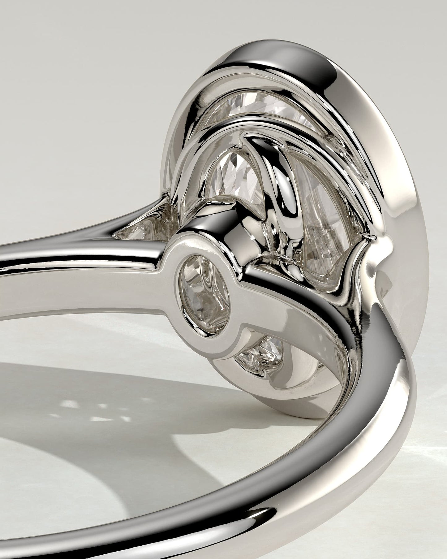 Gemma - Oval Bezel Solitaire with Twisted Gallery Engagement Ring - White Gold