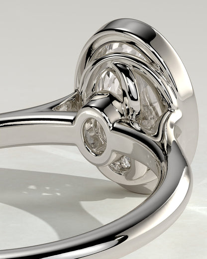 Gemma - Oval Bezel Solitaire with Twisted Gallery Engagement Ring - White Gold