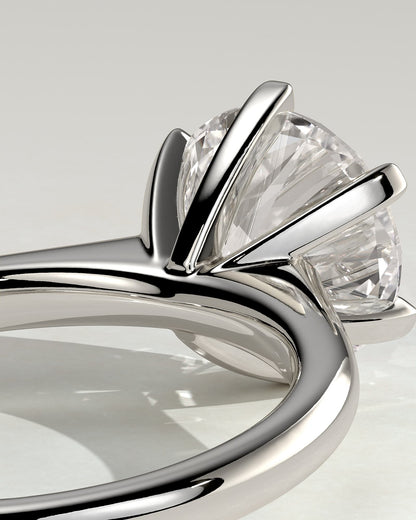Gabrielle - Round Claw Solitaire with Square Tips and Solid Cathedral High Setting Engagement Ring - Platinum