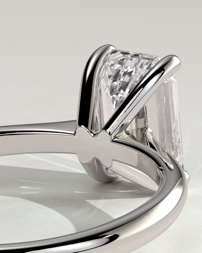 Freya - Emerald Claw Solitaire with Tapered Band and Cathedral Low Setting Engagement Ring - White Gold
