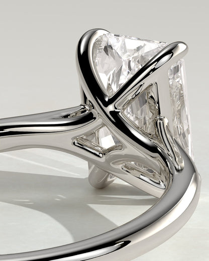 Dakota - Radiant Claw Solitaire with Cathedral Low Setting and Open Trellis Gallery Engagement Ring - White Gold