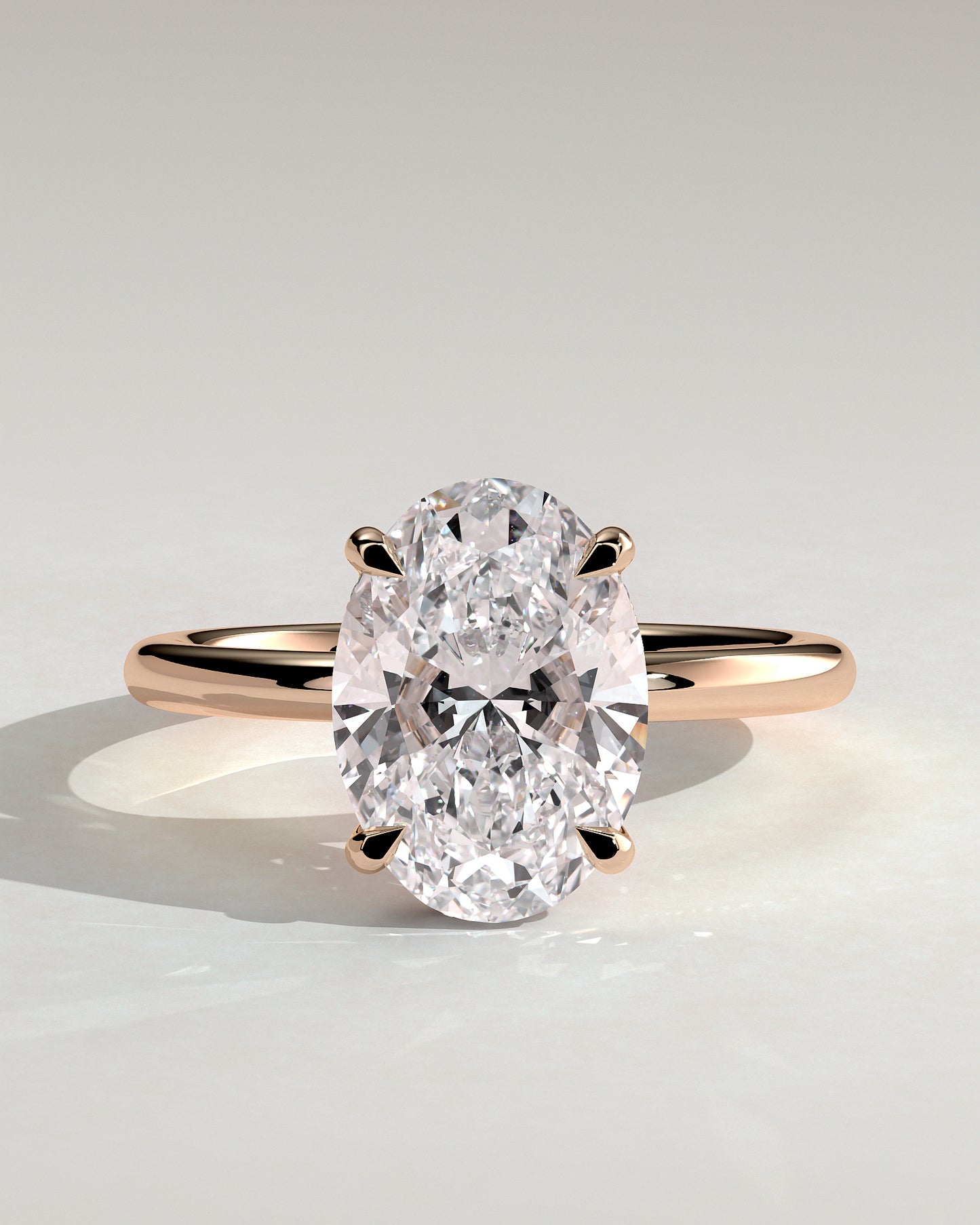 Emma  Oval Solitaire with Hidden Halo - 4ct Rose Gold