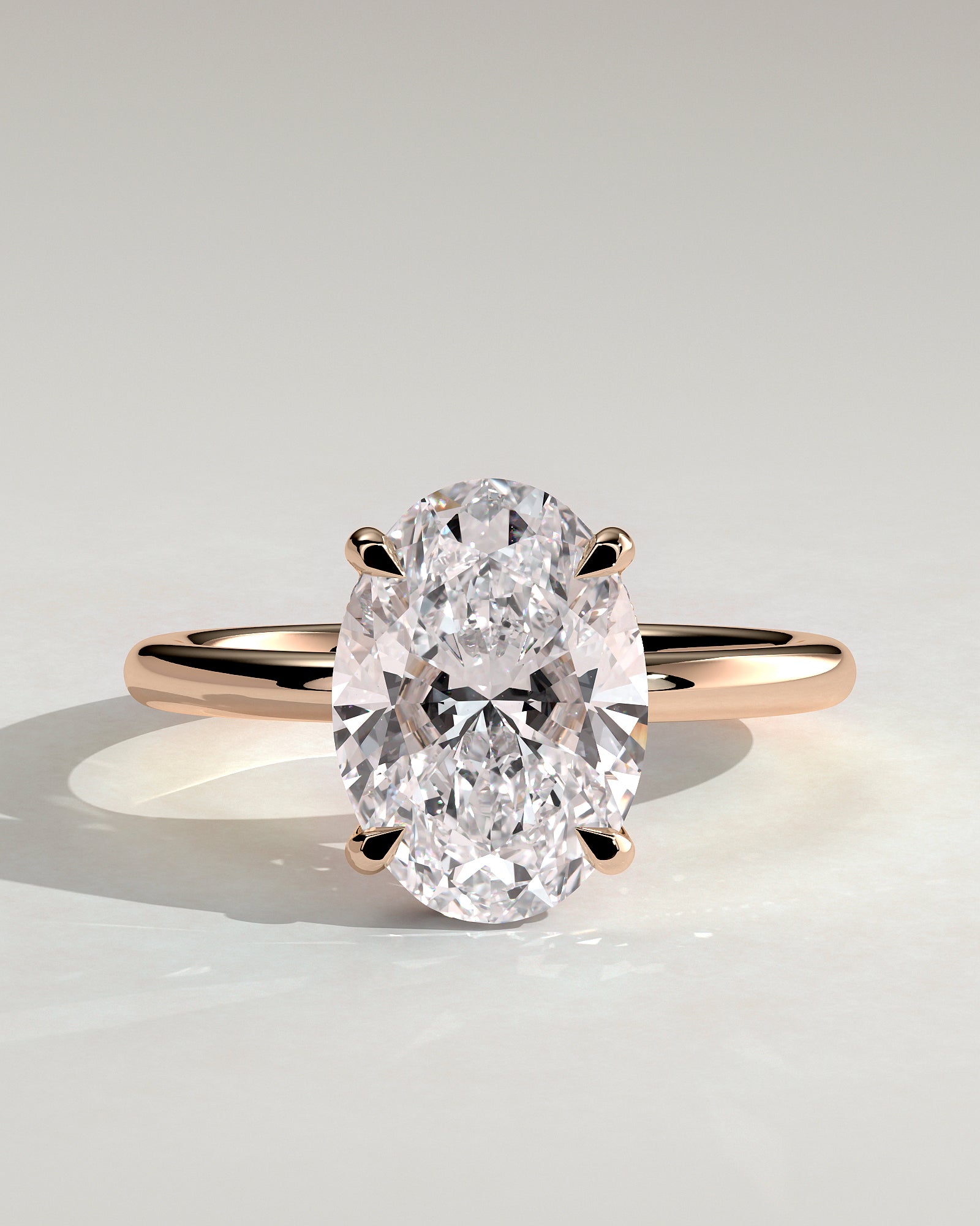 Emma  Oval Solitaire with Hidden Halo - 4ct Rose Gold
