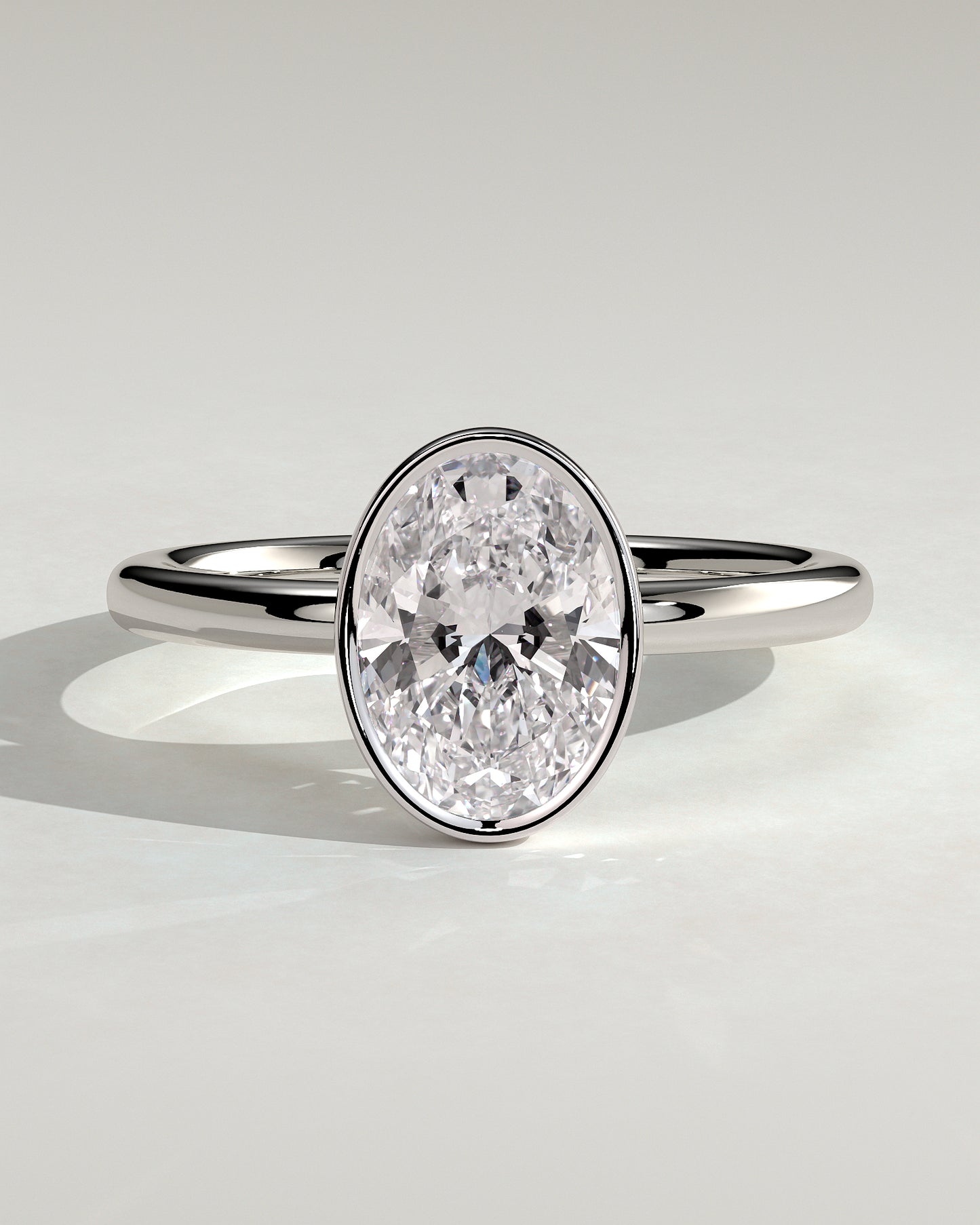 Armani - Oval Bezel Solitaire with Petal Gallery Engagement Ring - Platinum - White Gold / Platinum 2ct