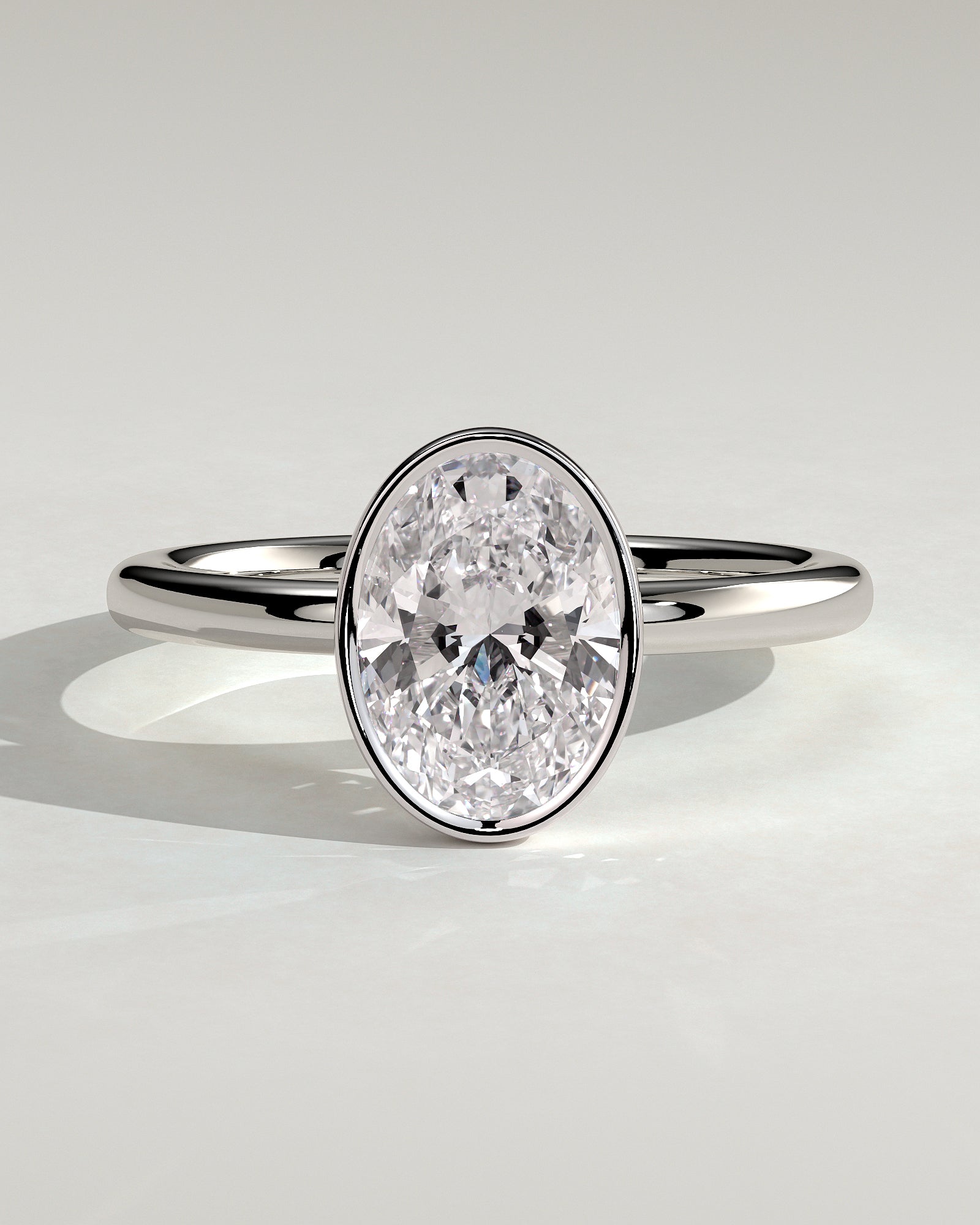 Armani - Oval Bezel Solitaire with Petal Gallery Engagement Ring - Platinum - White Gold / Platinum 2ct