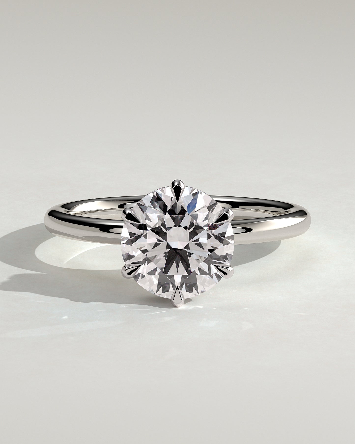 Aria - Round Claw Solitaire with Wrap Around Hidden Halo Engagement Ring - Platinum - White Gold / Platinum 2ct