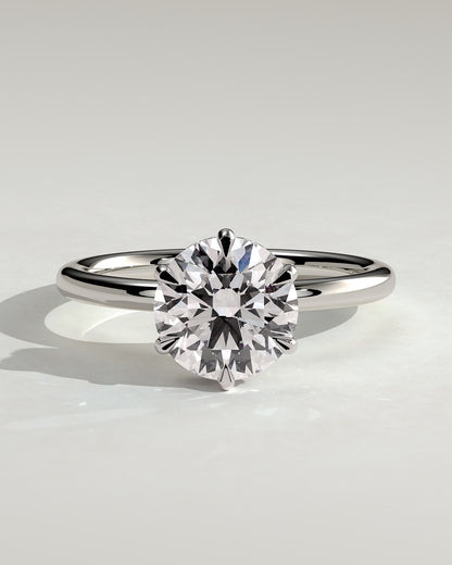 Aria - Round Claw Solitaire with Wrap Around Hidden Halo Engagement Ring - Platinum - platinum - Lara Jewels