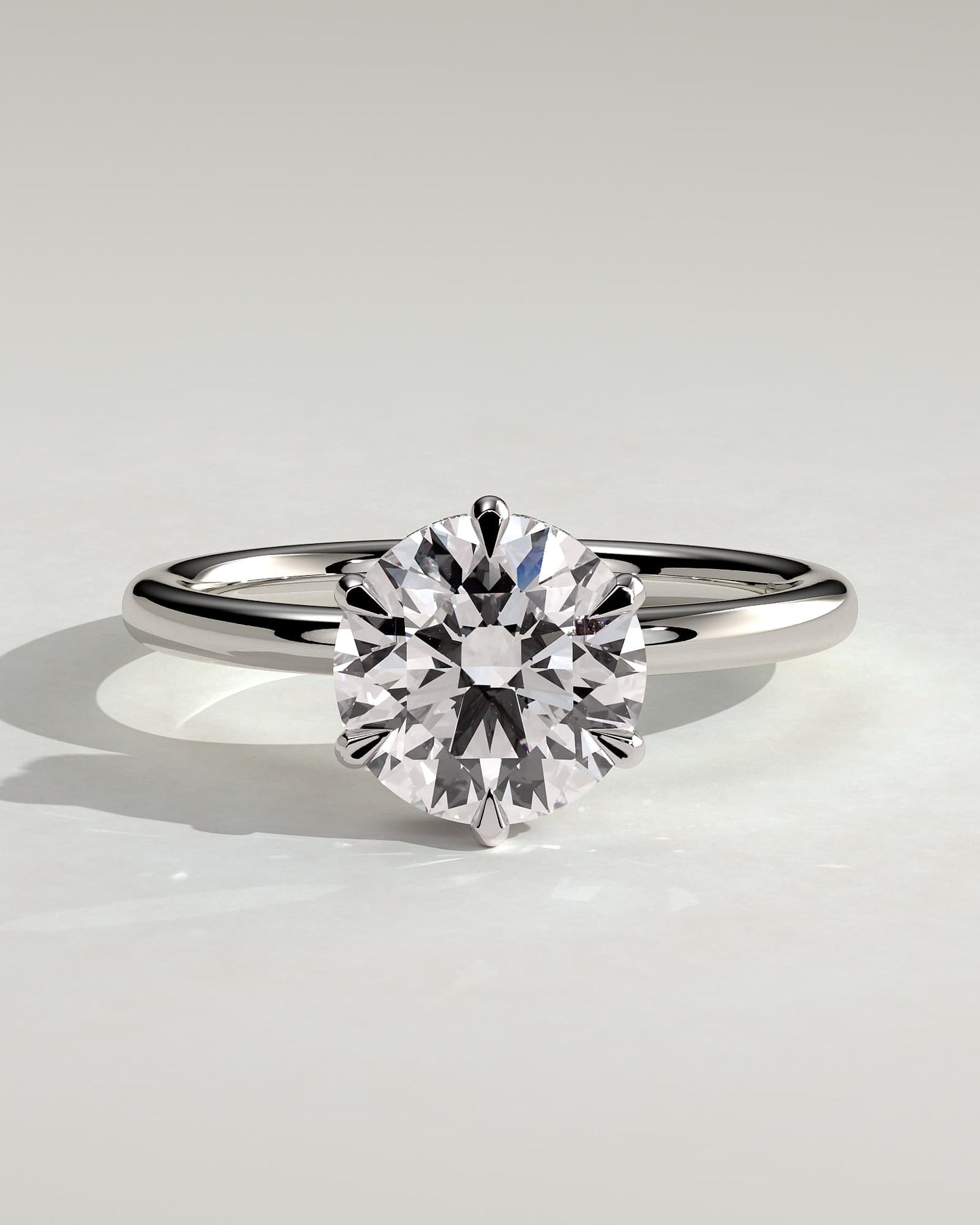 Aria - Round Claw Solitaire with Wrap Around Hidden Halo Engagement Ring - White Gold - white gold - Lara Jewels