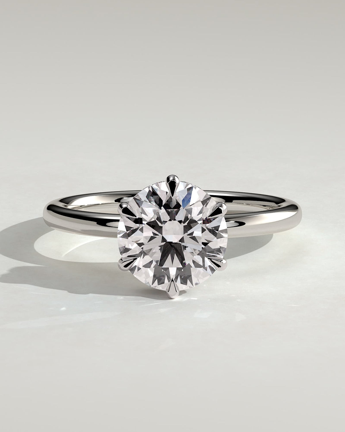 Aria - Round Claw Solitaire with Wrap Around Hidden Halo Engagement Ring - White Gold - white gold - Lara Jewels