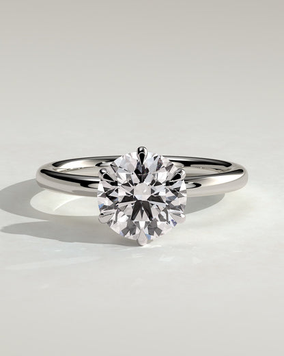 Anna - Round Claw Solitaire with Hidden Halo Engagement Ring - Platinum