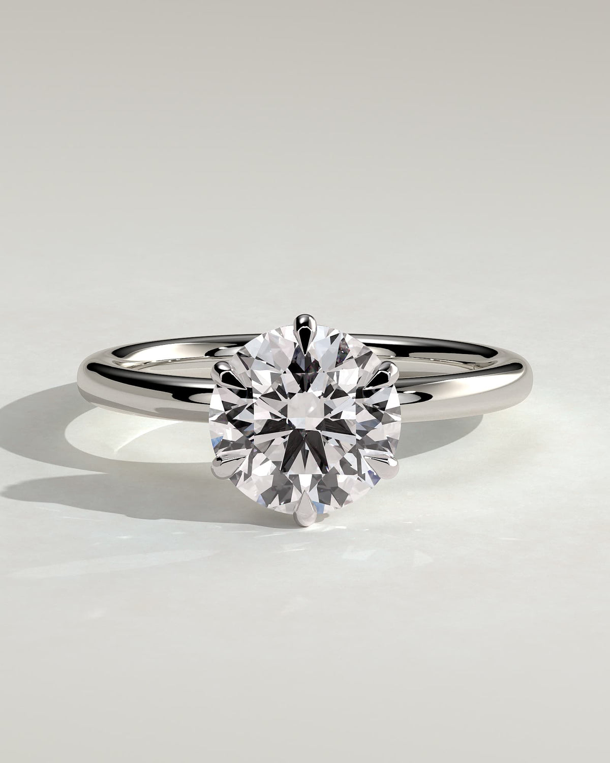 Anna - Round Claw Solitaire with Hidden Halo Engagement Ring - White Gold - white gold - Lara Jewels