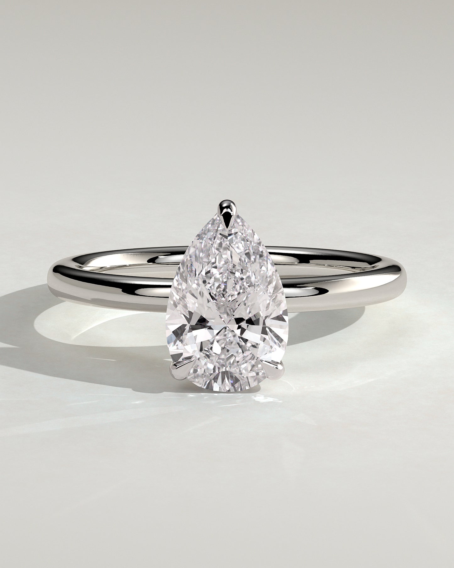 Amy - Pear Claw Solitaire Engagement Ring - Platinum - White Gold / Platinum 2ct