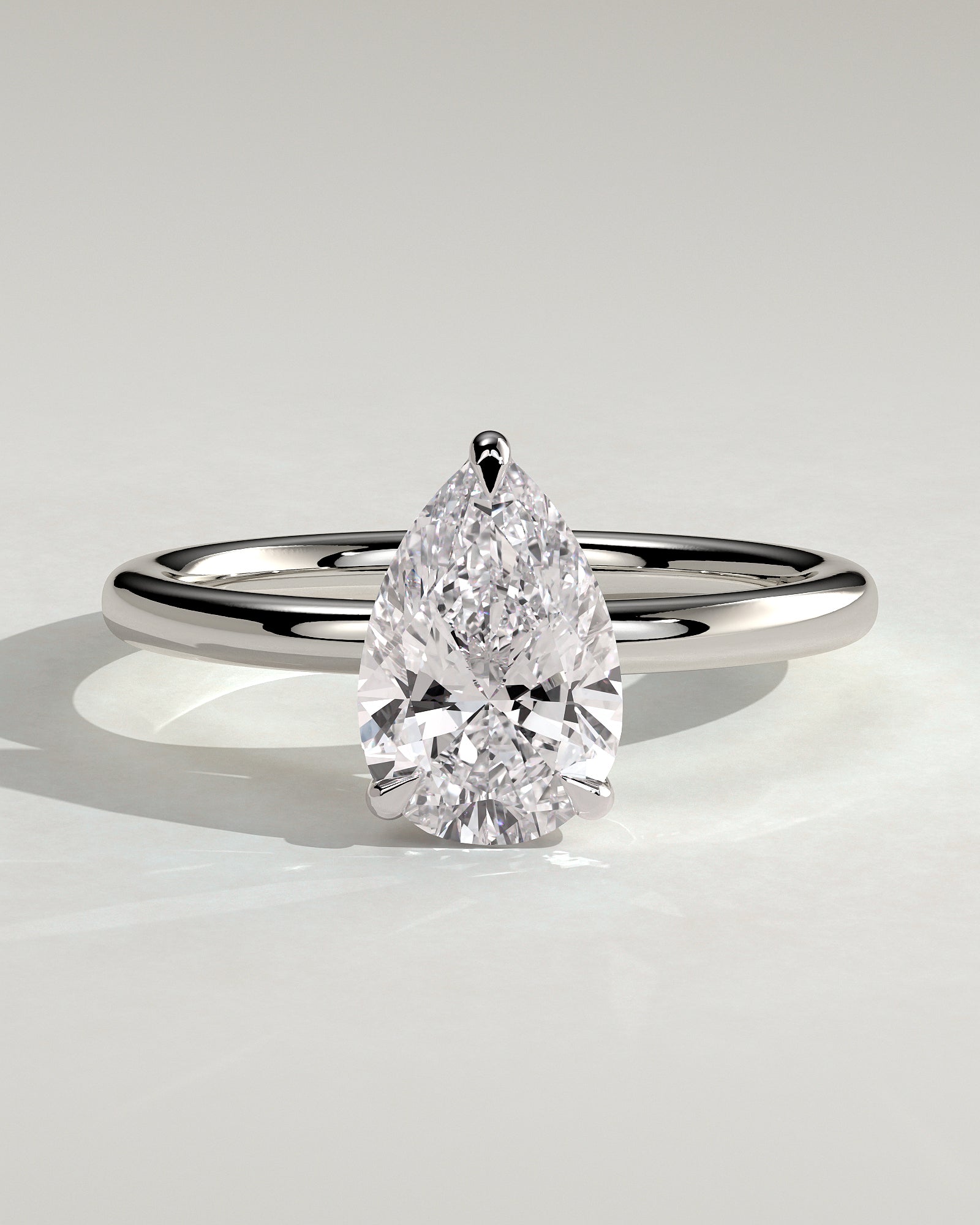 Amy - Pear Claw Solitaire Engagement Ring - Platinum - White Gold / Platinum 2ct