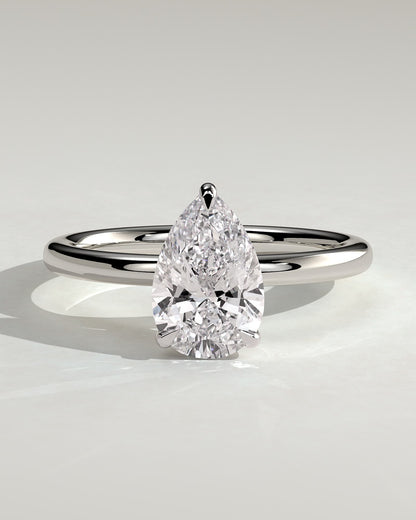 Amy - Pear Claw Solitaire Engagement Ring - Platinum
