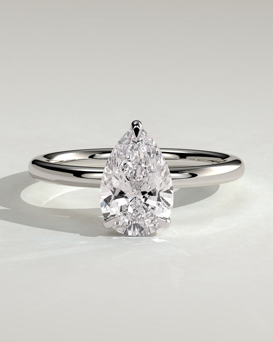 Amy - Pear Claw Solitaire Engagement Ring - Platinum
