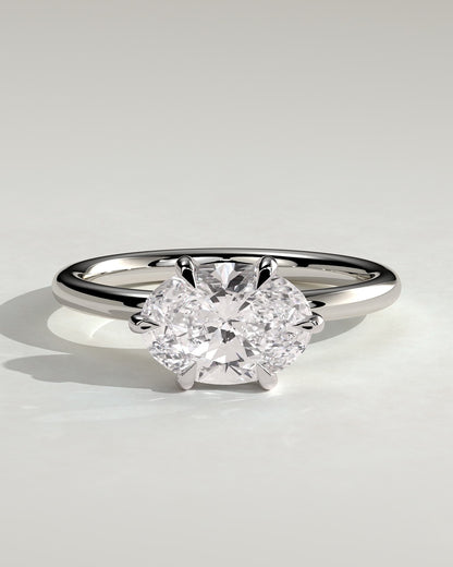 Allison - Oval East West Claw Solitaire Engagement Ring - Platinum - platinum - Lara Jewels