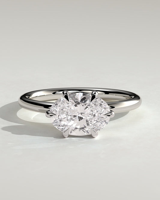 Allison - Oval East West Claw Solitaire Engagement Ring - Platinum - platinum - Lara Jewels