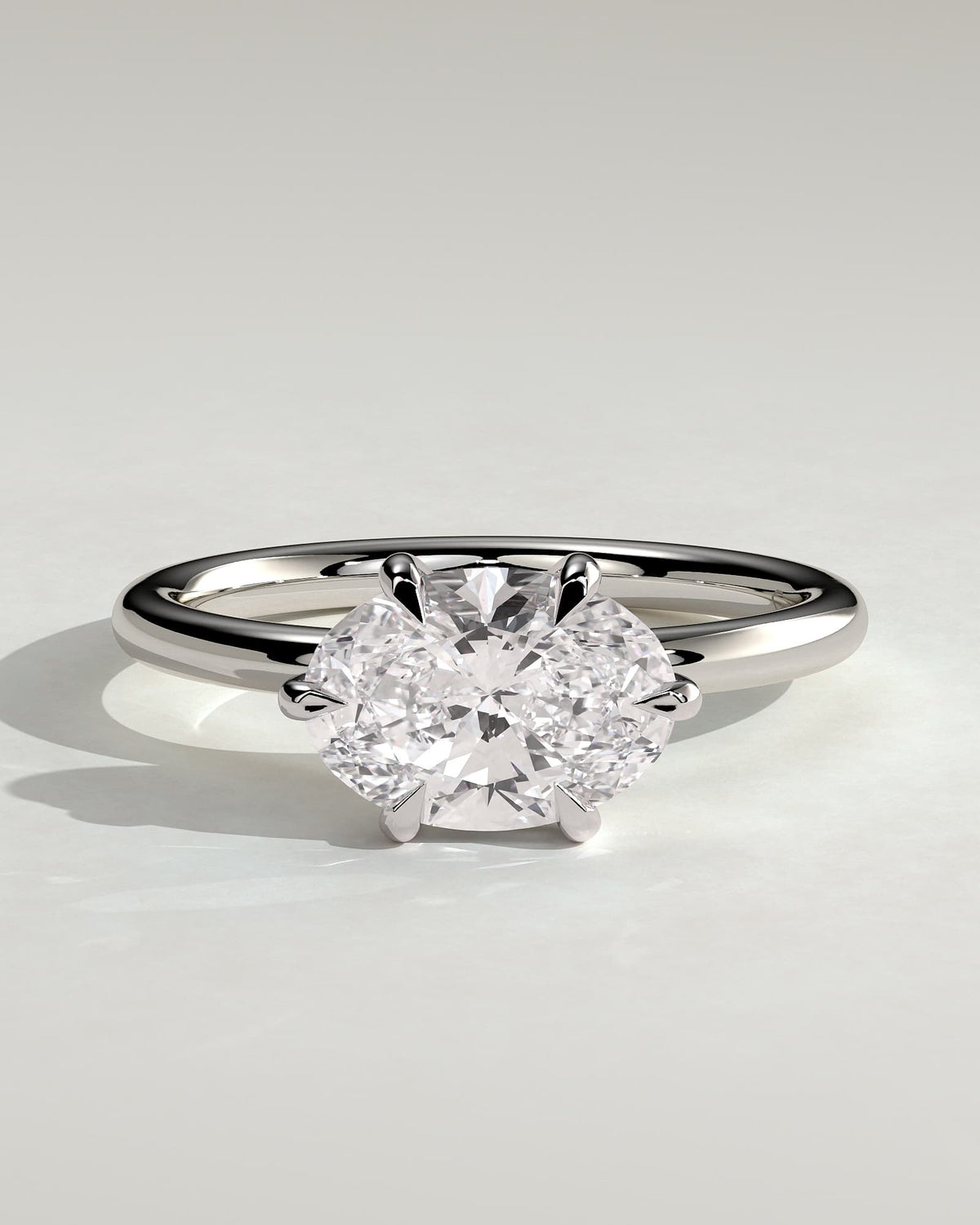 Allison - Oval East West Claw Solitaire Engagement Ring - White Gold - white gold - Lara Jewels