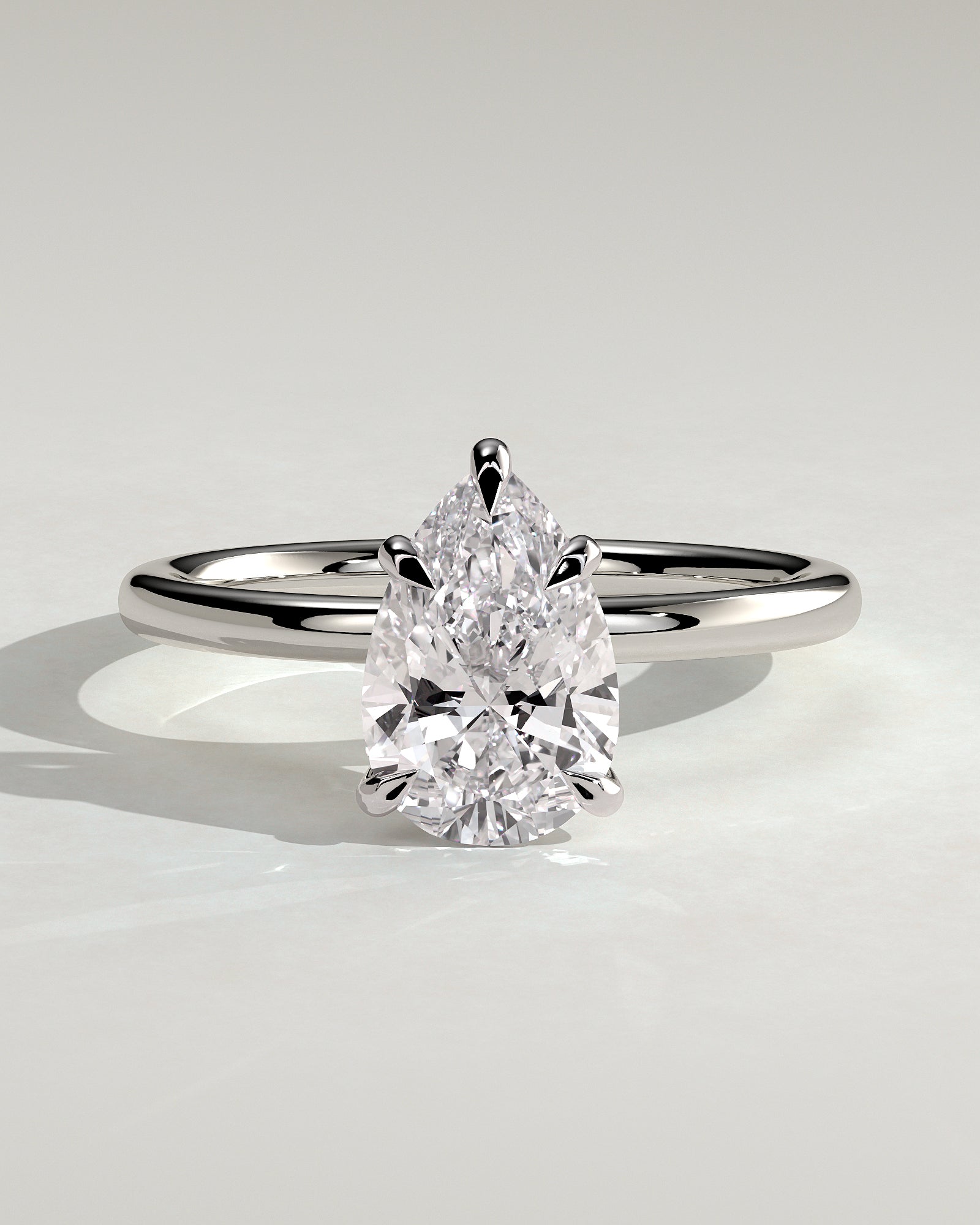 Alia - Pear Claw Solitaire Engagement Ring - Platinum - White Gold / Platinum 2ct