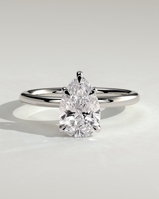Alia - Pear Claw Solitaire Engagement Ring - White Gold - white gold - Lara Jewels