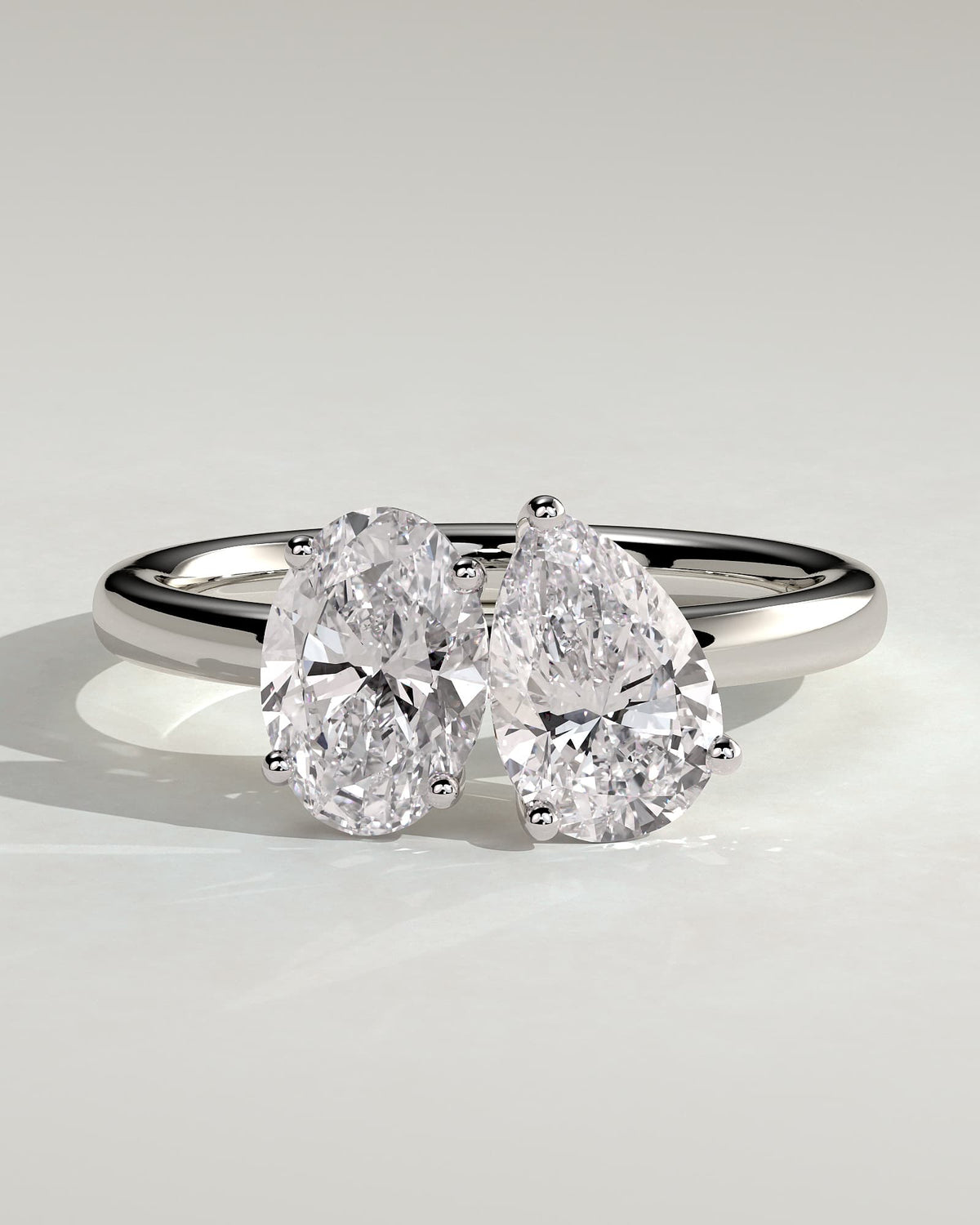 April - Pear and Oval Claw Toi et Moi Engagement Ring - White Gold - white gold - Lara Jewels